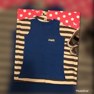 NWT VS PINK TANK BLUE w/BLING-S